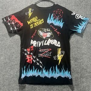 Vtg Bleecker & Mercer Drip Graffiti Street Privileged Athleisure T-Shirt XL Blk